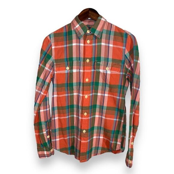 Polo Ralph Lauren Orange Custom Fit Flannel Button Up S - Picture 1 of 8